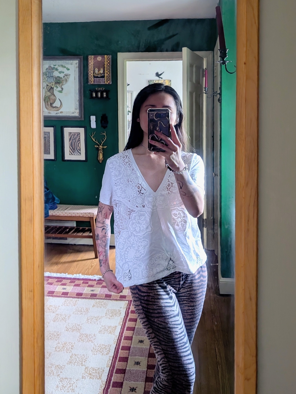 Zara White Lace V-Neck Short Sleeve Blouse
